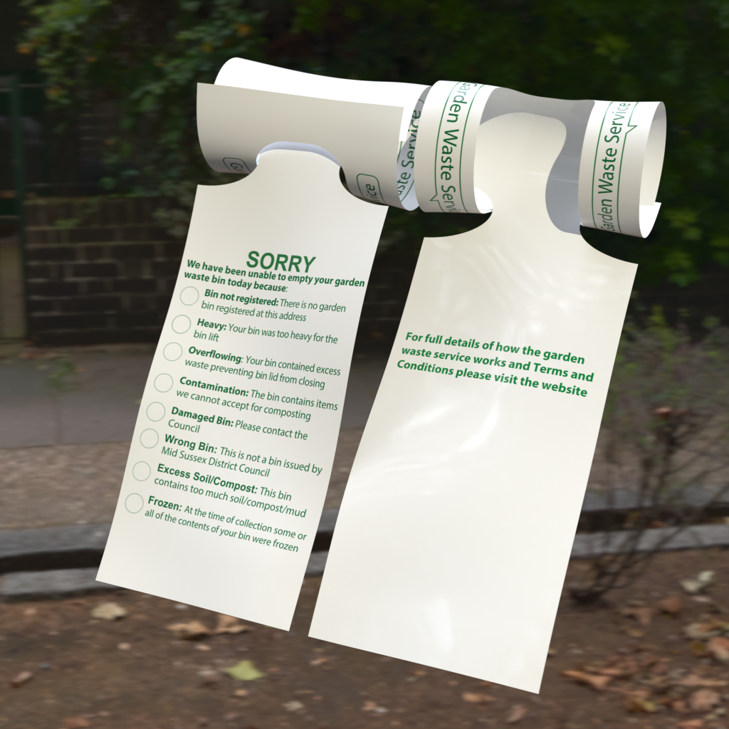 Garden Waste No Collection Bin Tag